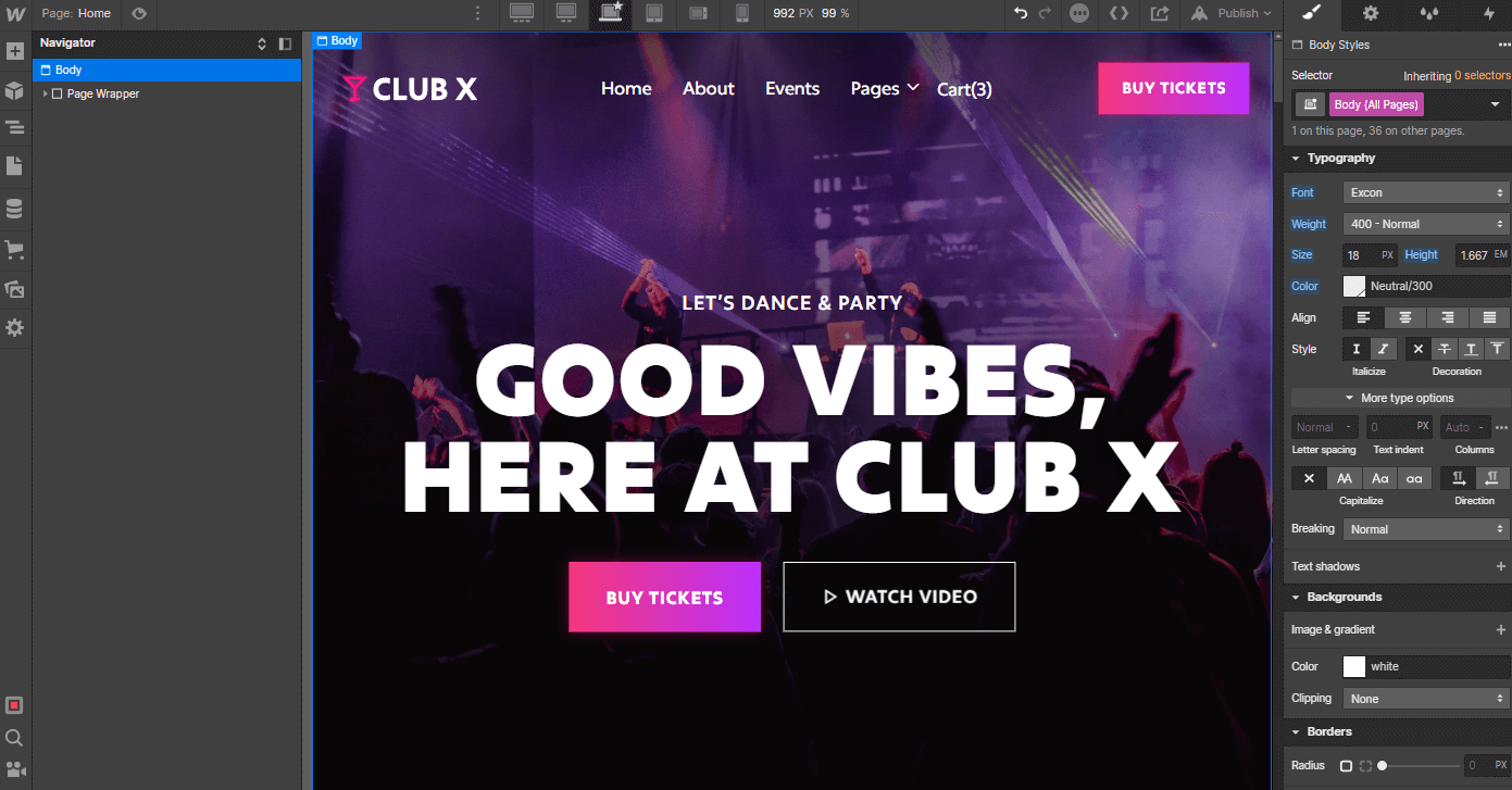 Typography - Club X Webflow Template