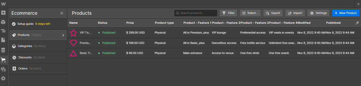 eCommerce Collection - Club X Webflow Template