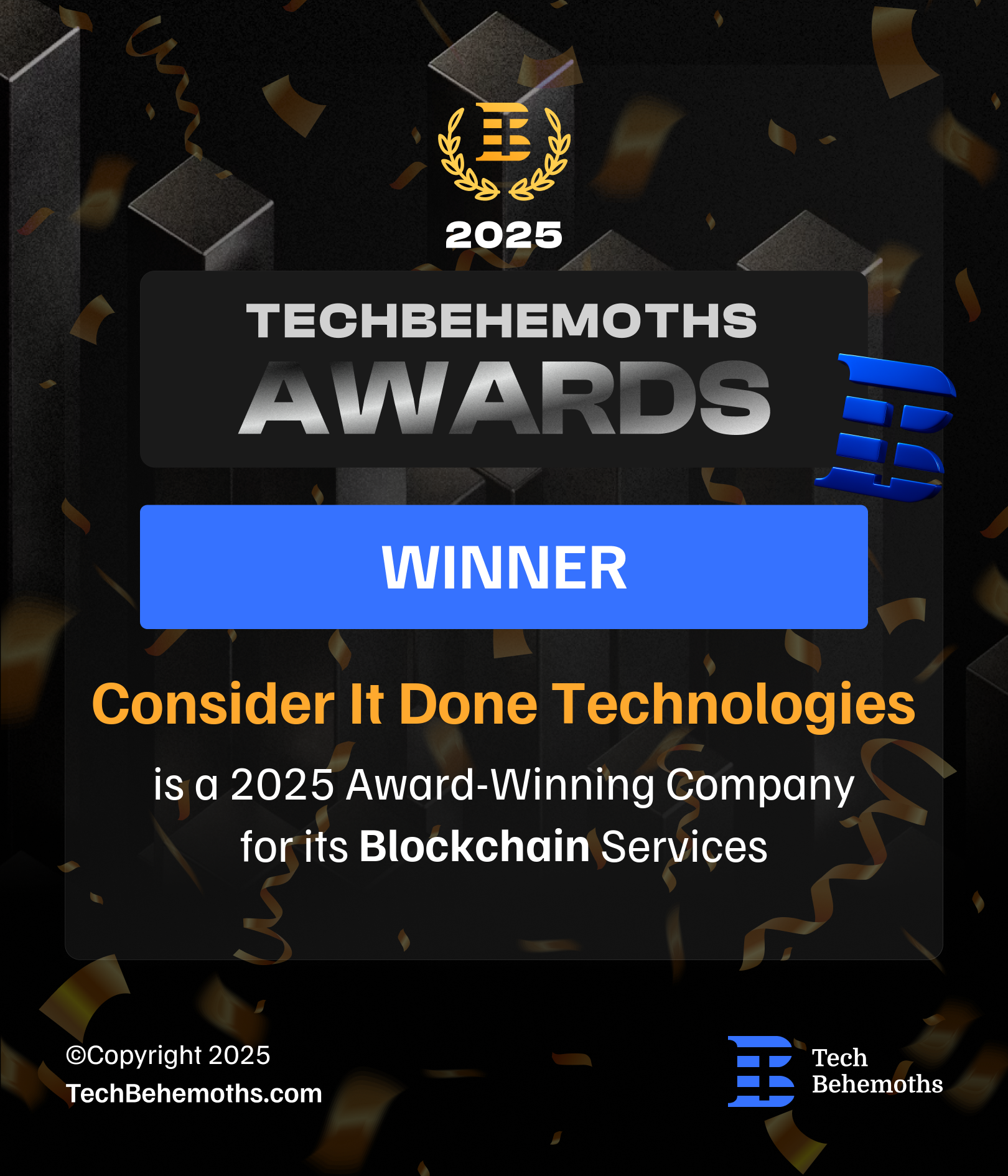 Consider It Done Technologies Named 2025 TechBehemoths Global Excellence Winner