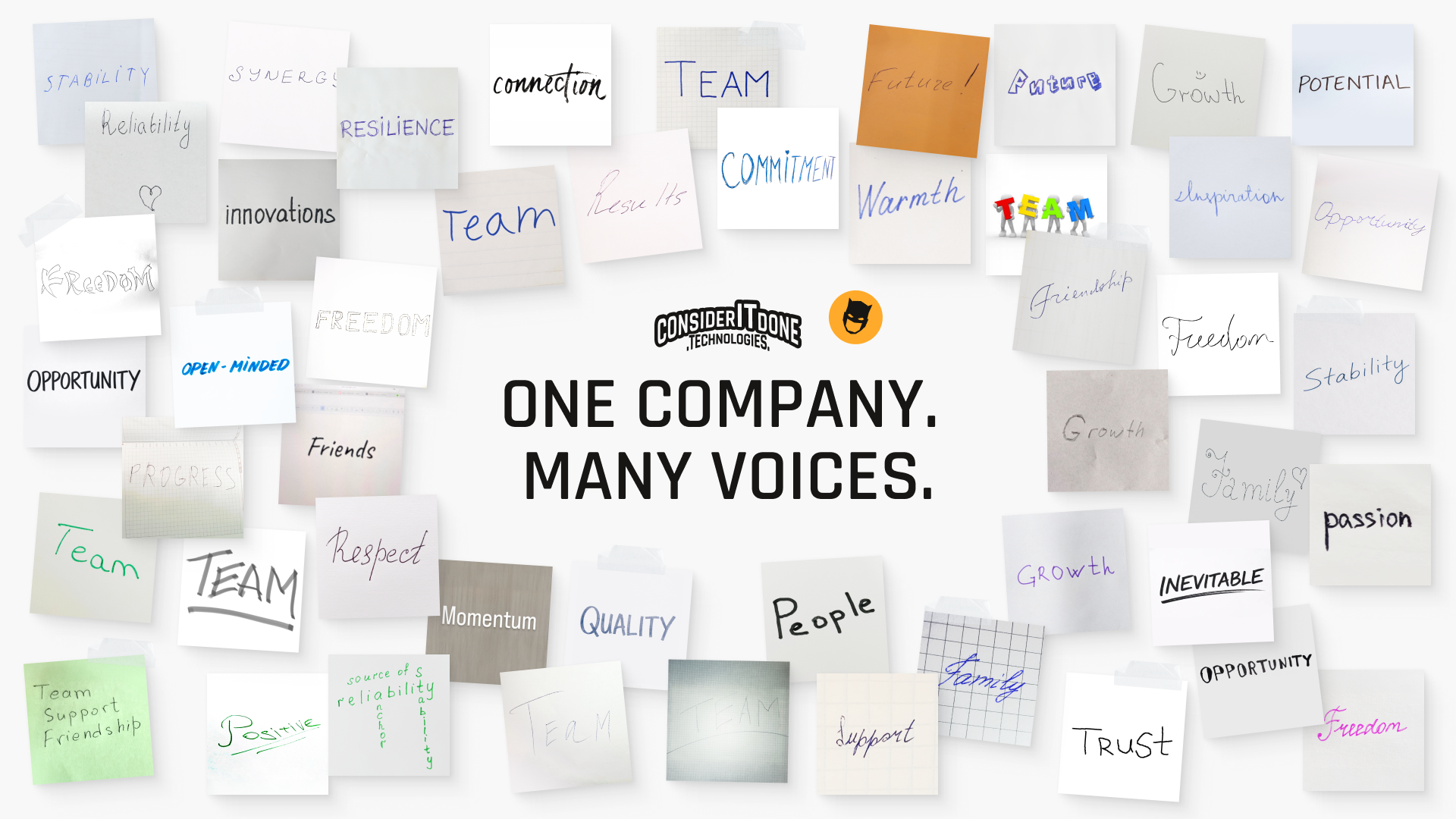 Looking at the words our team shared, one thing stood out immediately: Team.It appeared again and again - alongside trust, growth, support, stability, freedom, warmth, friendship, quality. Some words were written carefully, others quickly. Some were bold, some quiet. But together, they formed a clear picture.