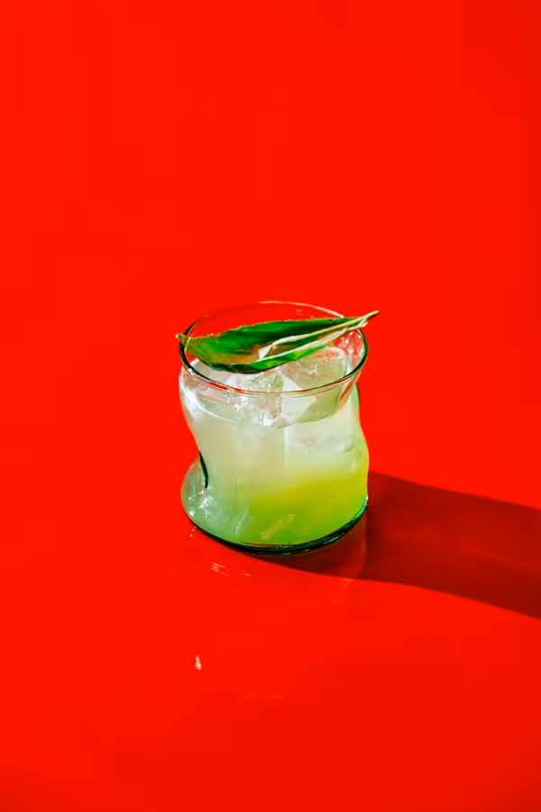 Refreshing cocktail in a unique glass.