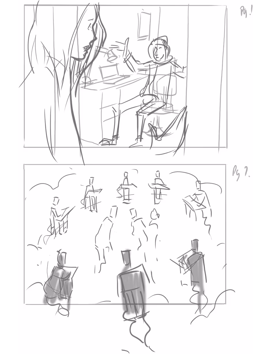 Sketches of how their artwork is coming to life