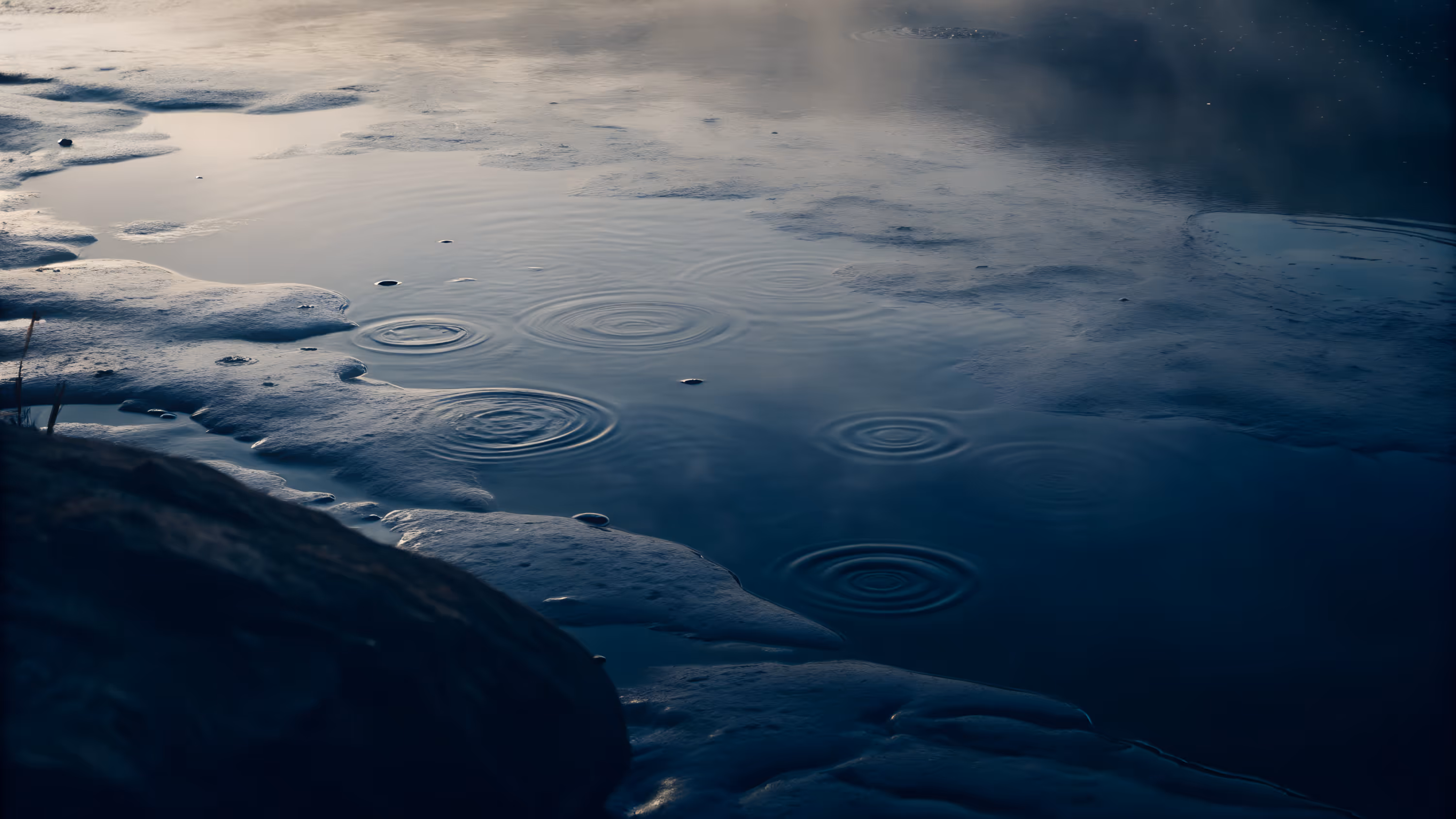 Small puddle in a rainy day.