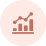 Icon of a bar chart with an upward arrow indicating growth inside a pink circle.