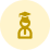 image of a person in a cap of gown in a beige circle 