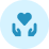 two hand icons with a heart in a light blue circle