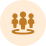 Icon of three people standing side by side on a beige circular background.