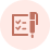 Icon of a checklist with checkmarks and lines inside a circle.