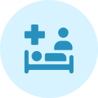 Icon of a patient lying in a hospital bed with a medical cross symbol above.