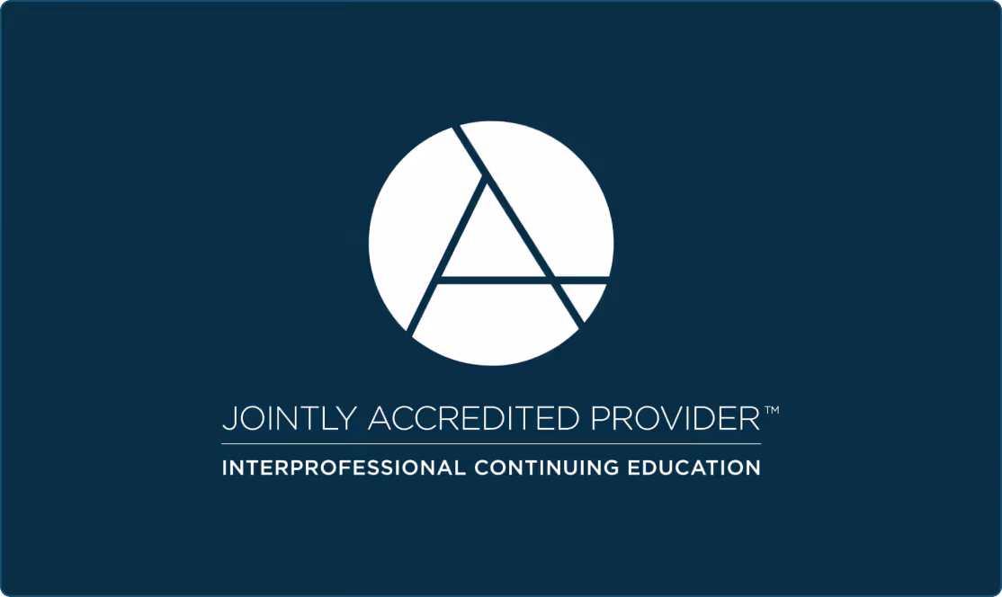 Logo with a stylized letter A in a circle above the text Jointly Accredited Provider and Interprofessional Continuing Education.