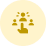 Gold trophy icon with decorative confetti celebrating achievement on a pale yellow circle background.
