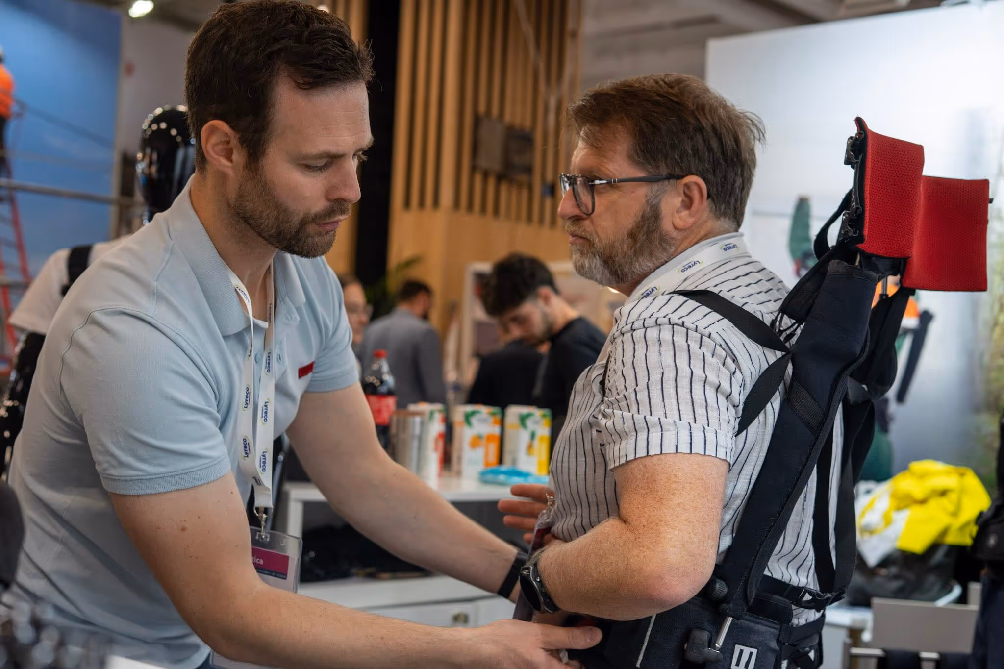 installation de l'exosquelette sur un utilisateur