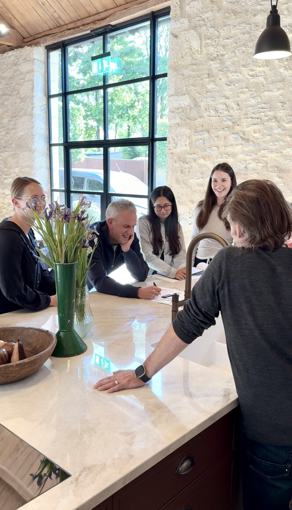 The team huddled round