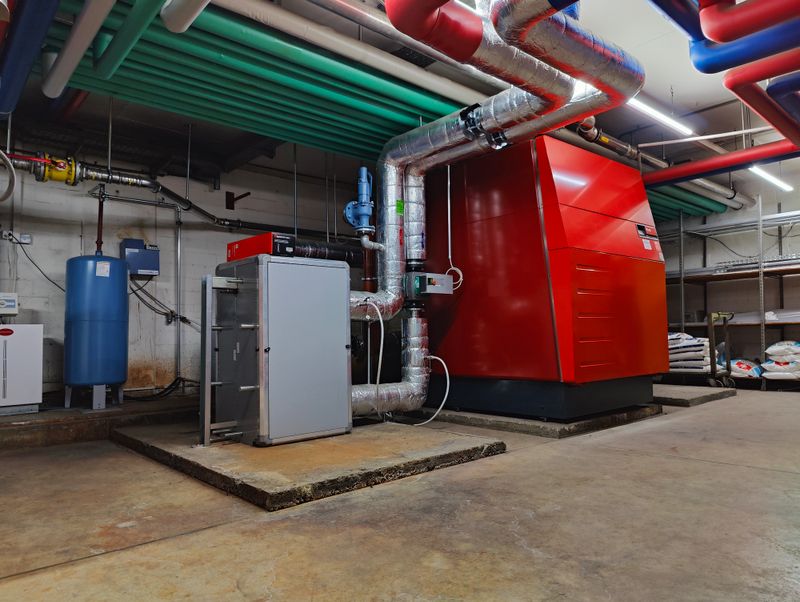 Central heating plant serving two commercial buildings in Dietlikon