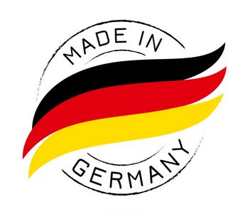 Qualitätssiegel „Made in Germany“ mit Deutschlandflagge