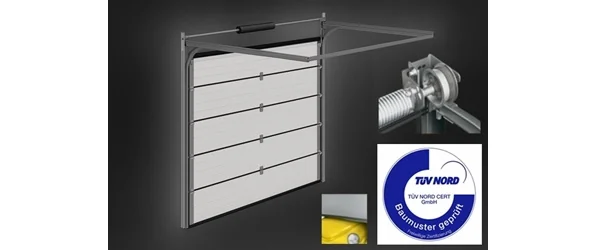 Sektionaltor mit TÜV-geprüfter Technik, hochwertiger Federmechanik und geprüftem Sicherheitssystem