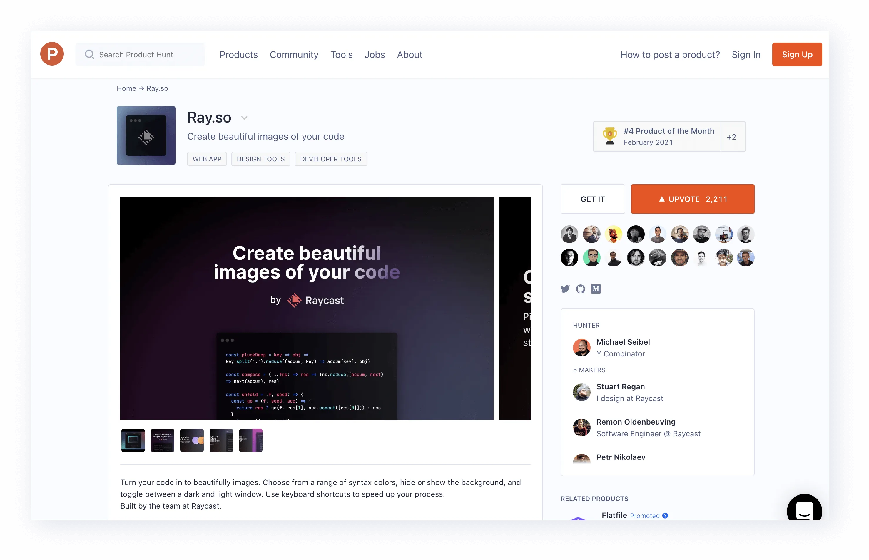 ProductHunt screenshot
