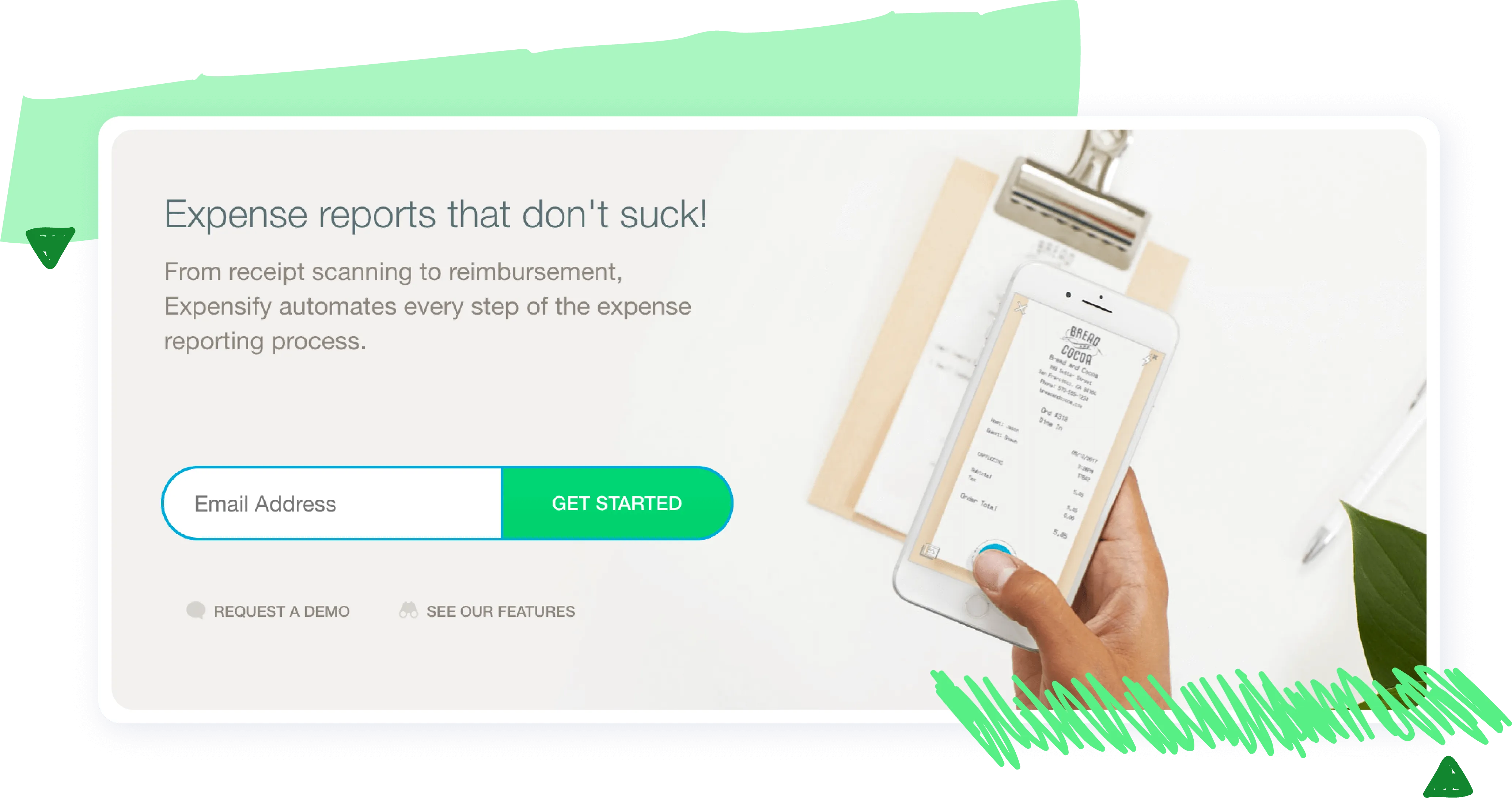 Expensify sign up prompt