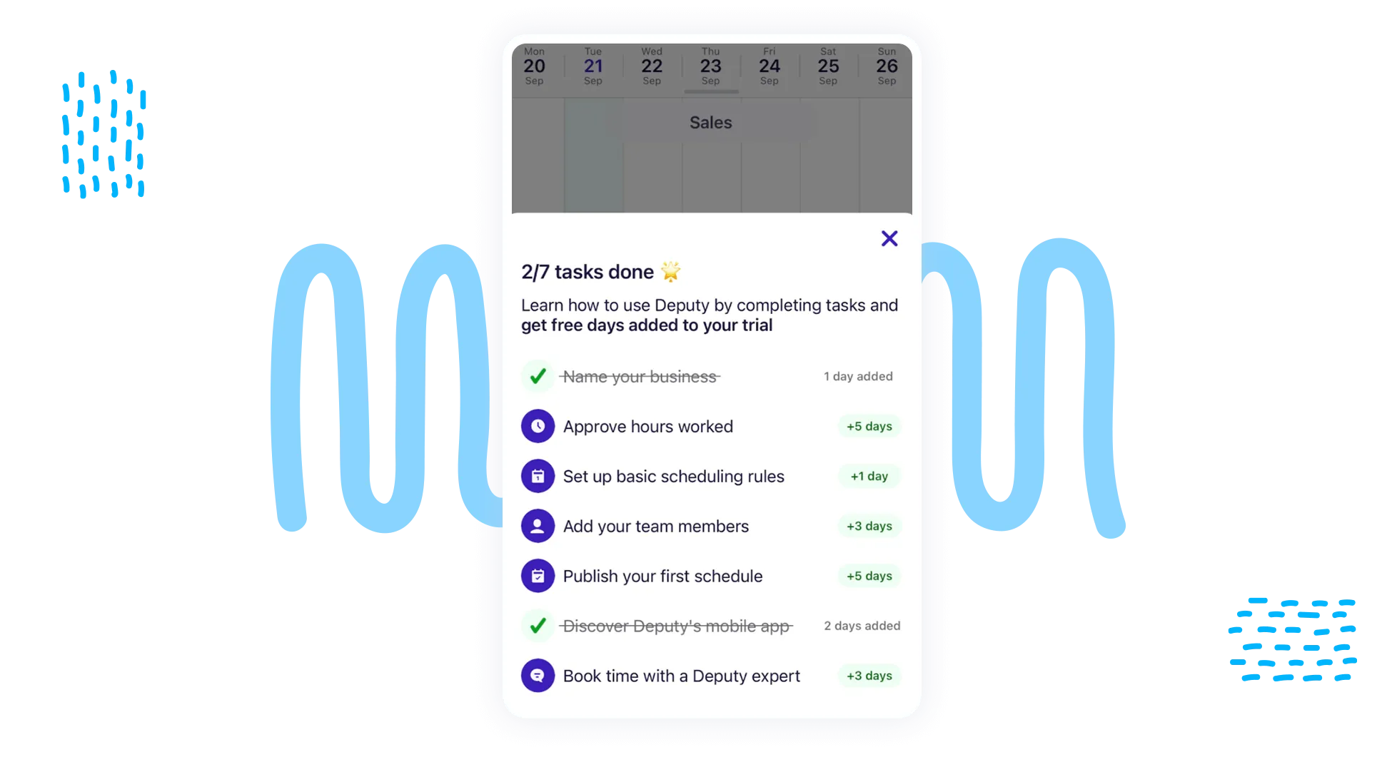 Example of a checklist in the Deputy app