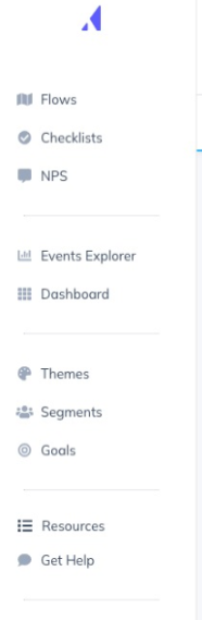 screenshot of appcues navigation 