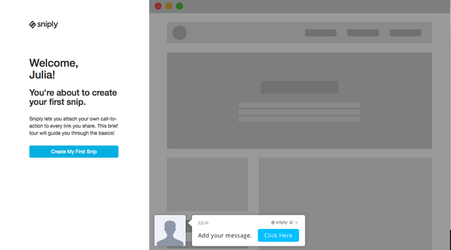 sniply welcome page