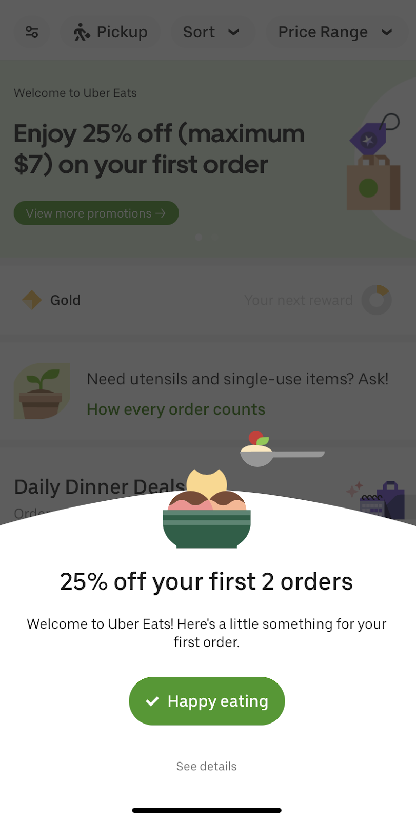 ubereats app triggered in app marketing promotion