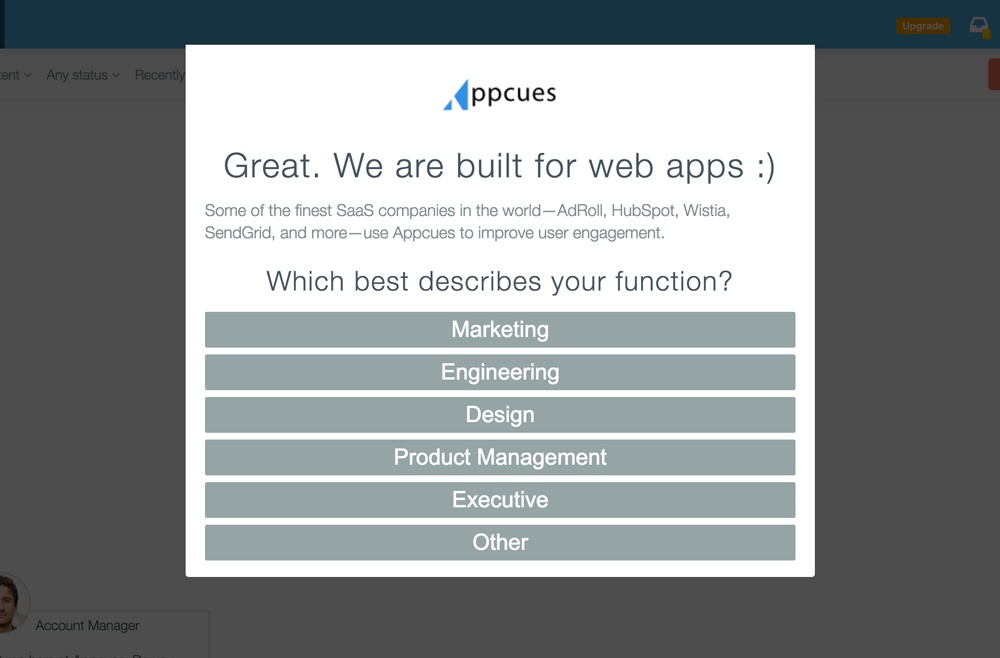 Appcues user onboarding 2