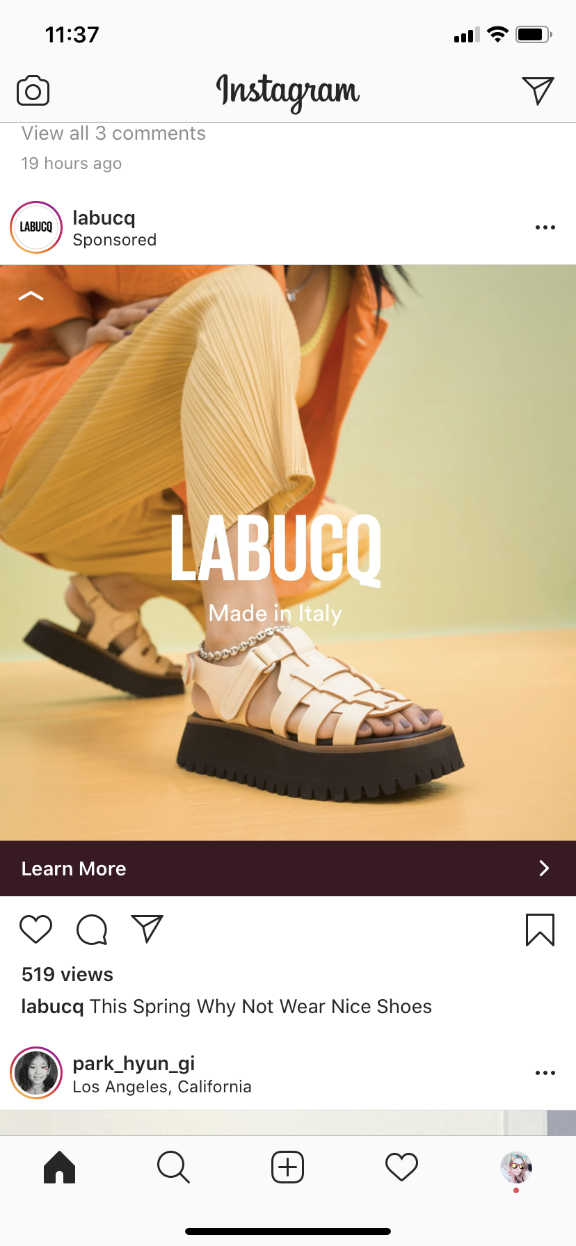 instagram paid ad