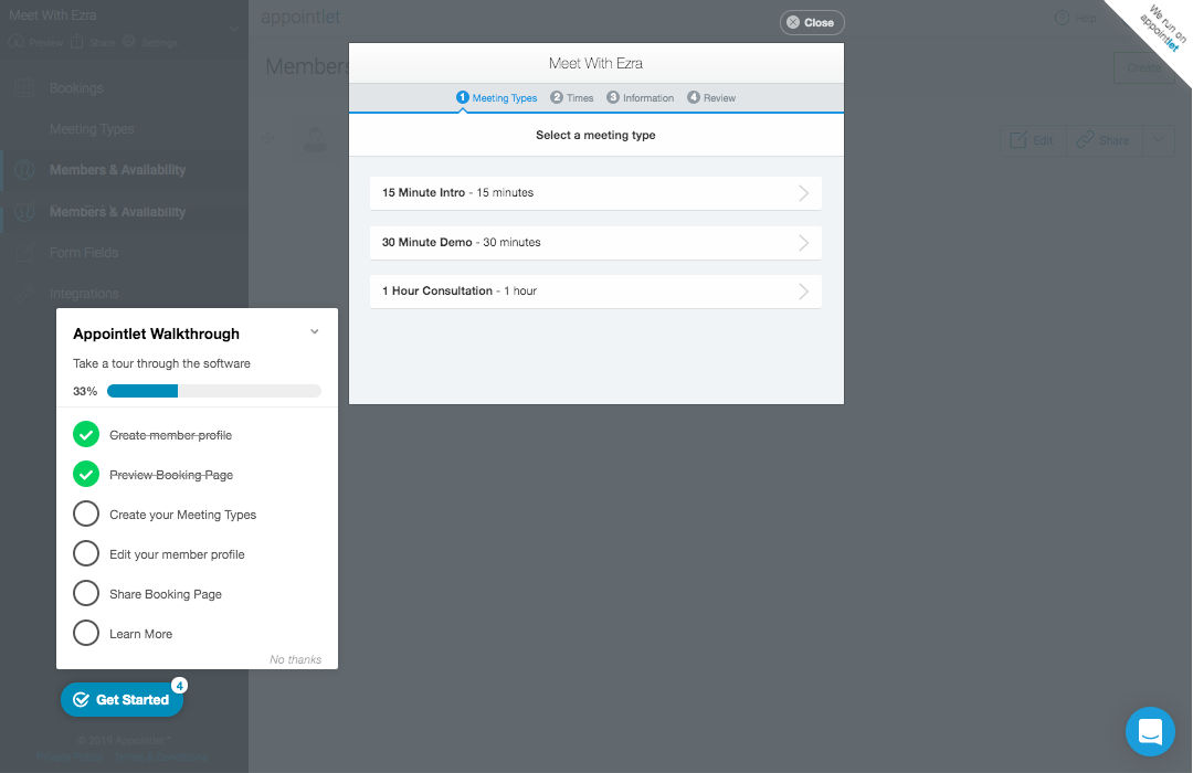 Appcues modal with progress bar and user onboarding checklist