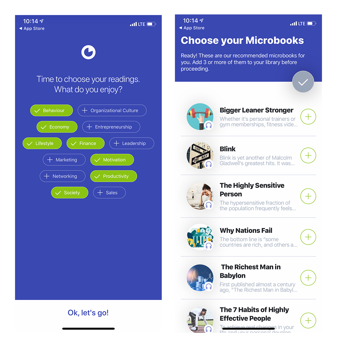 mobile app onboarding welcome screens signup flow with personalizing questions
