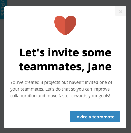 lifecycle nudge invite a team mate prompt