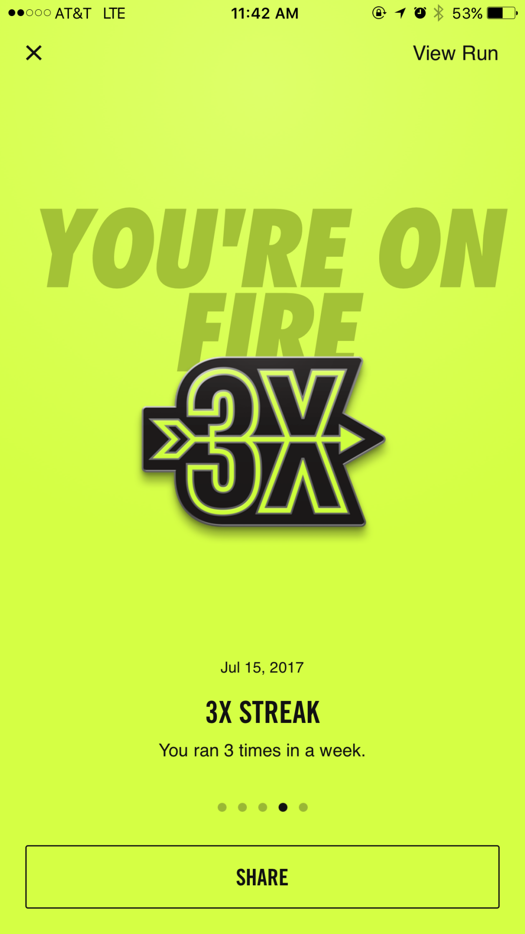 nike run club user milestone  ux example