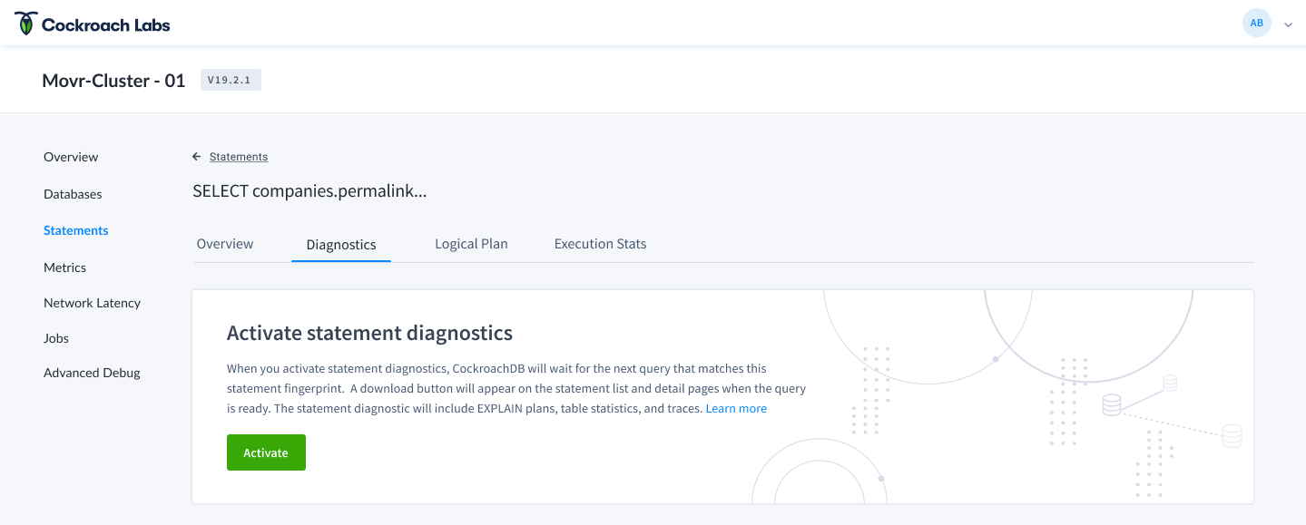 Statement diagnostics empty state
