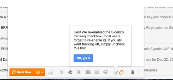 hubspot sidekick tooltip feature remidner