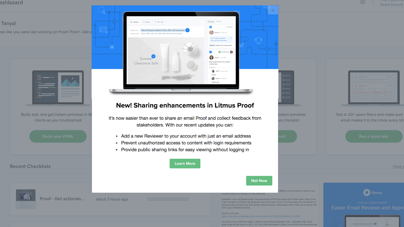 modal window for litmus proof
