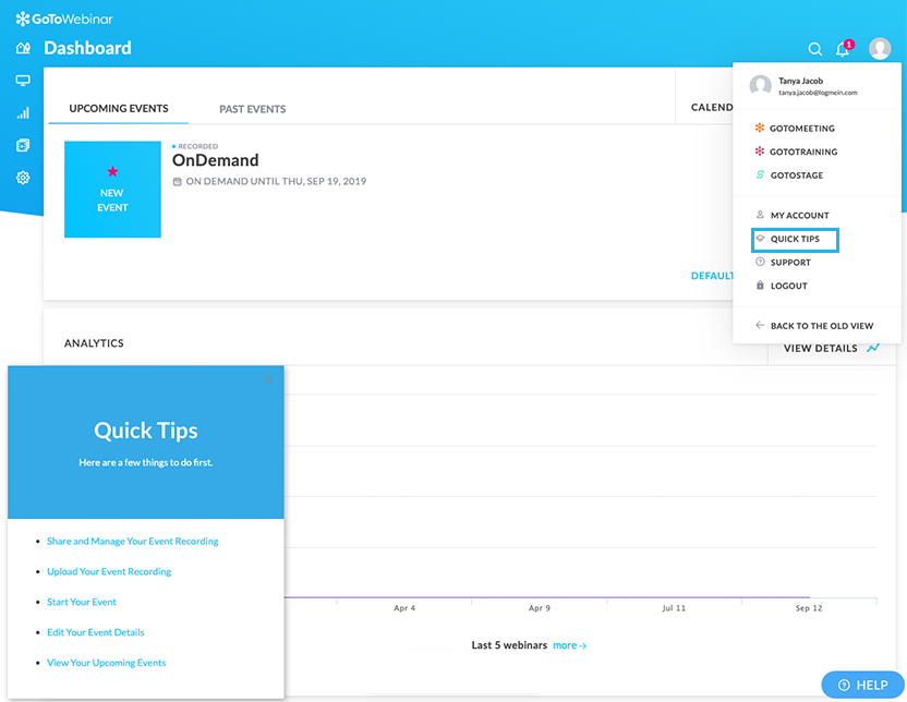 gotowebinar quick tips slideout