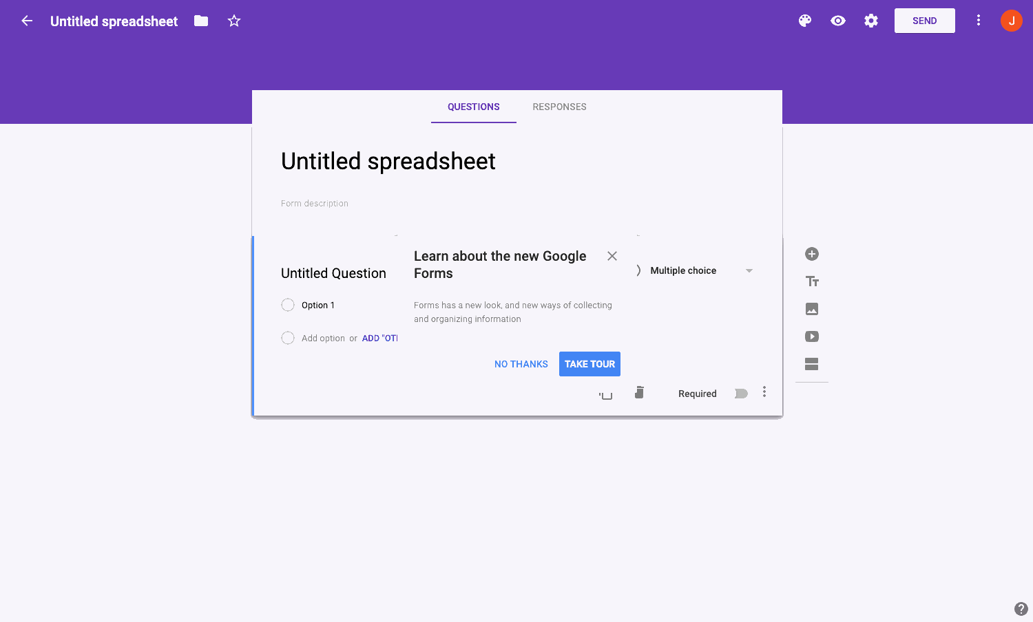 google forms user onboarding walkthrough tooltip tour example