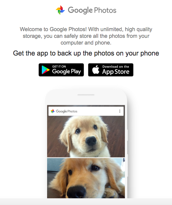 google photos cross platform promotion prompt to download google mobile apps