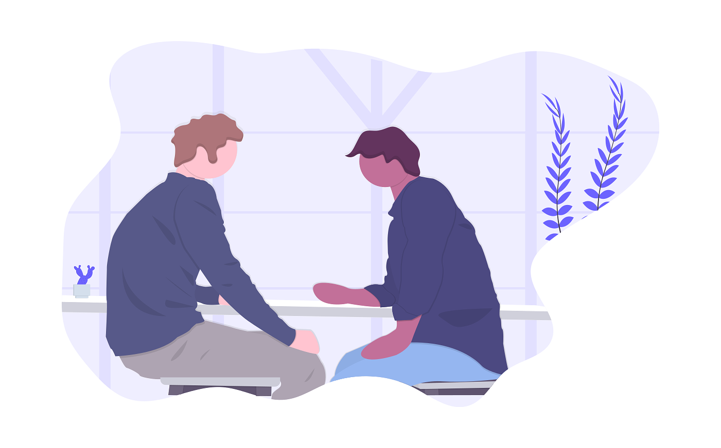 an illustration of 2 product managers at a software company having a conversation