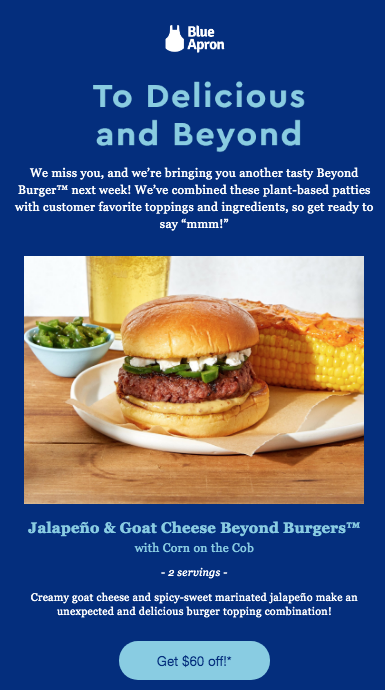 blue apron retention email example