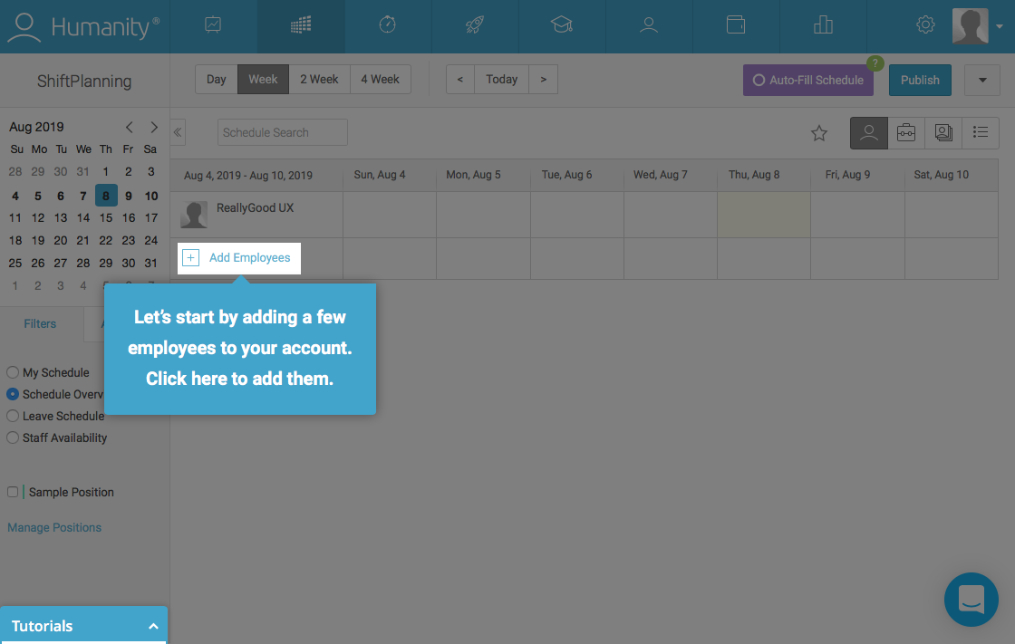 humanity new user onboarding product tour walkthrough tooltip with spotlight