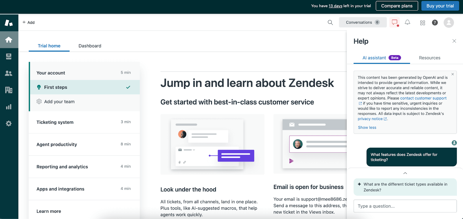 Zendesk in-app resource center