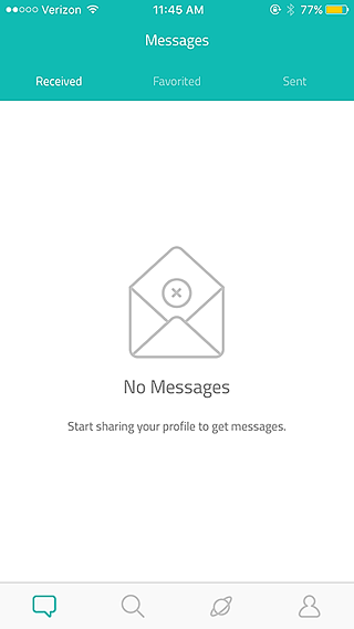 Sarahah mobile onboarding empty state