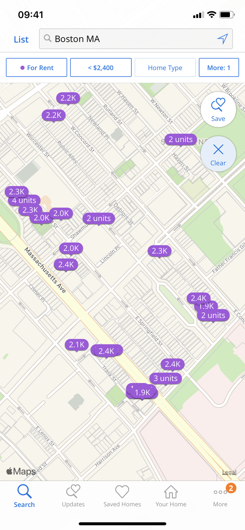 zillow rental search mobile app example