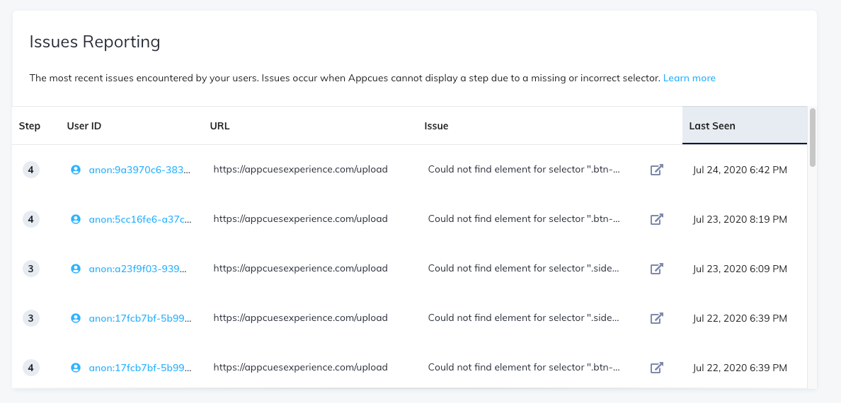 appcues flow issues reporting analytics 