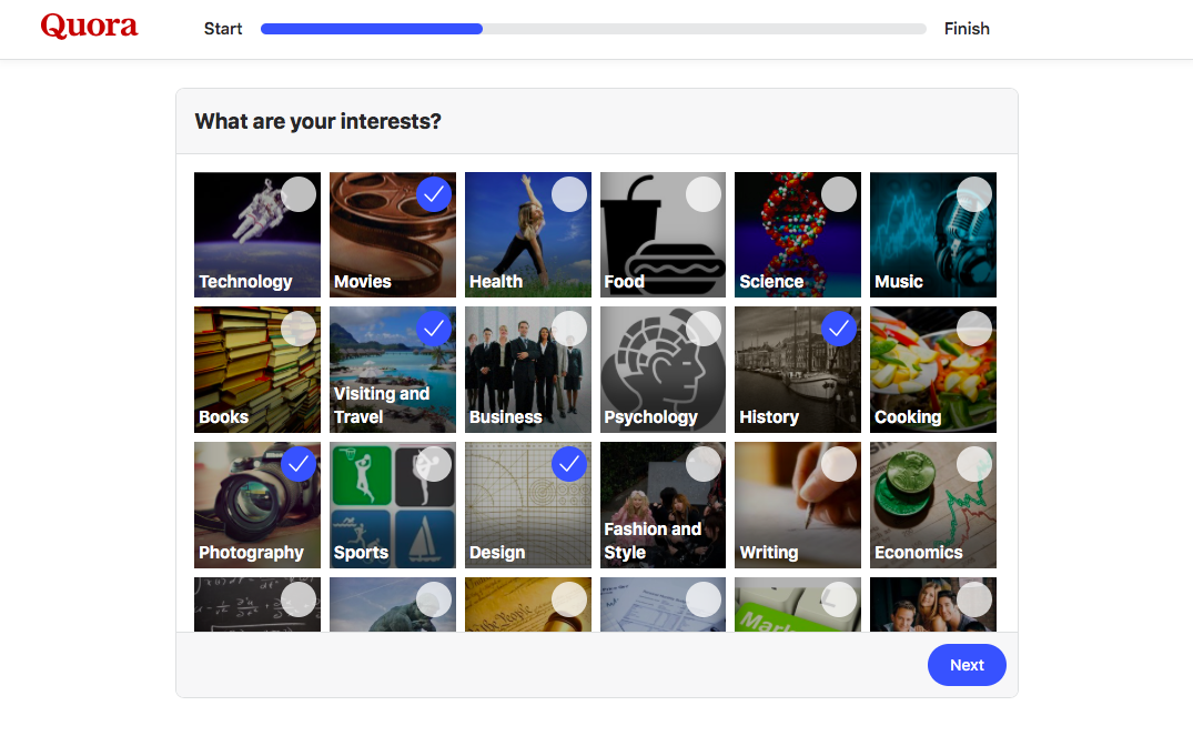 quora new user signup what are your inter