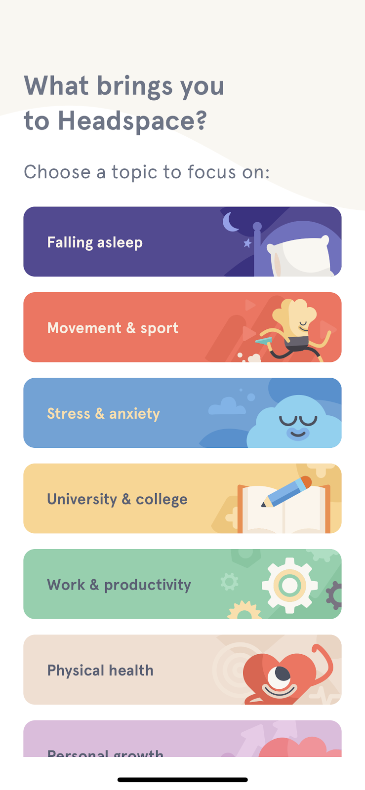 headspace user onboarding personalized account set up