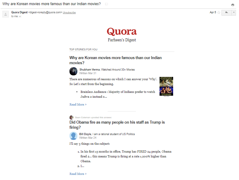 quora retention email