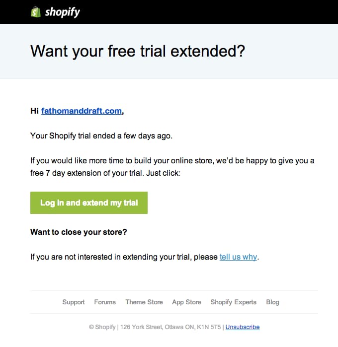 shopify retention email