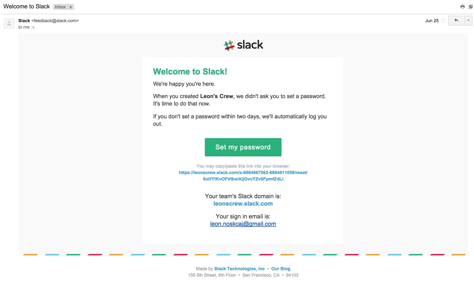 Slack's new 2016 onboarding version create password step